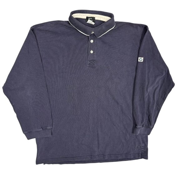 Vintage BMW Lifestyle Long Sleeve Polo Shirt 100% Cotton Blue XXL - Picture 1 of 5